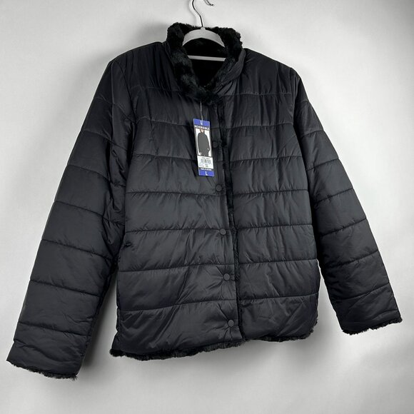 NWT Nicole Miller Original Reversible Quilted Women's Black Coat Jacket Size L - Picture 4 of 11